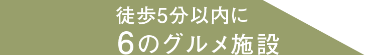 徒歩5分内に6のグルメ施設